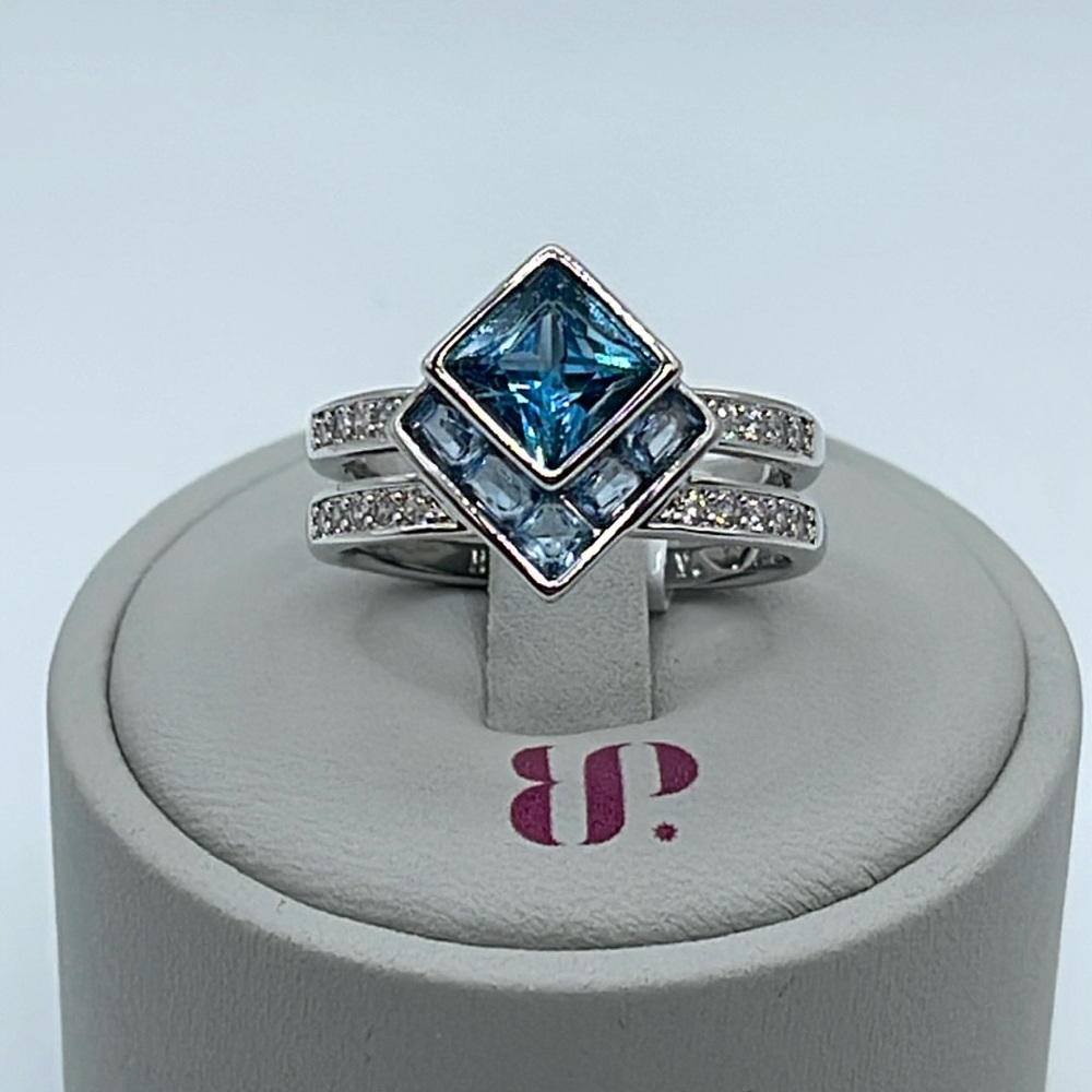 Bomb Party Ring BLISSFUL BLESSINGS RBP6637 London Blue Topaz/Rhodium NWT&BAG